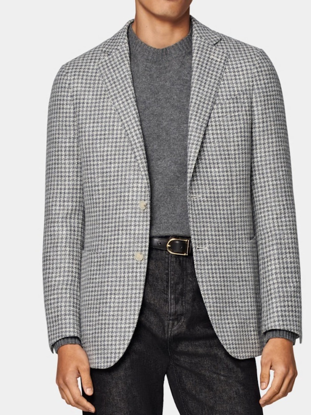 Suitsupply Havana Gray Houndstooth Blazer Jacket Wool Alpaca Ferla Italy 54 /44